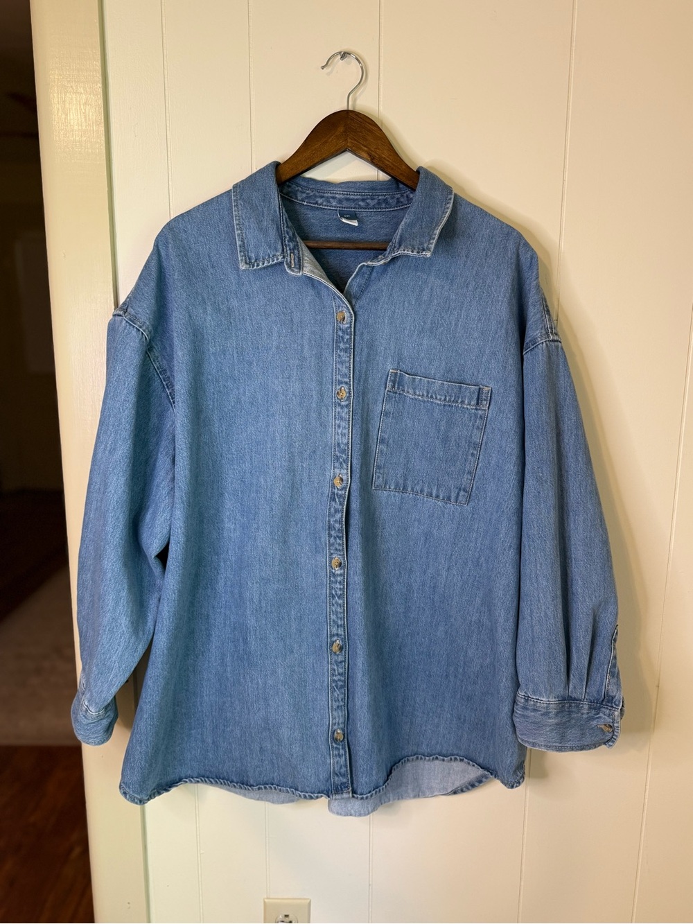 Old Navy Light Blue Denim Button-Up Shirt Size XXL